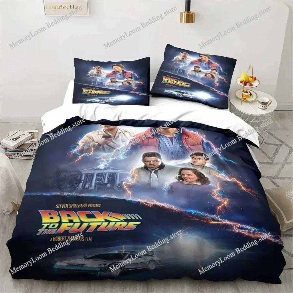 Back To The Future Classic Movie Retro Bedding Set Bed Three Piece Set Single Double Bed Queen Size King Quilt Cover Boy Gift