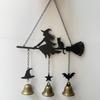 Vintage Witch Broom Wind Chime Rust Resistant Hanging Bell Ornament Metal Wind Chime  Holiday