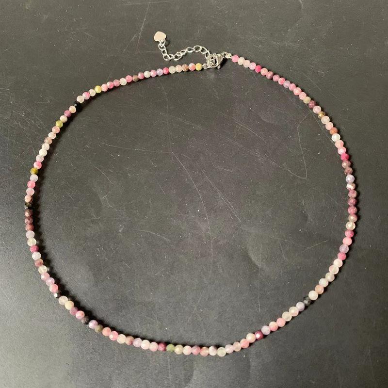 3mm Faceted Natural Stone Necklace with Citrine, Agate, Tourmaline, and Moonstone Beads