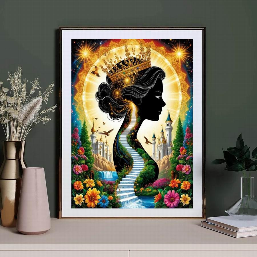 Diamond Painting New Collection Abstract Woman Crown Castle Diy Full Rhinestone Embroidery Girl Mosaic Cross Stitch Kits Wall Decor