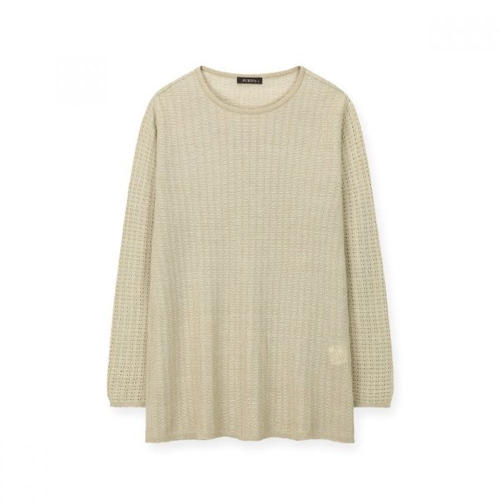 Furina Linen My CoTTon PoinT Sleeve T shirT beige/M (90)