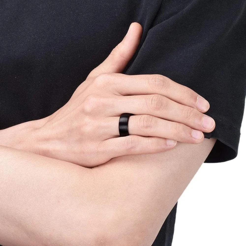 Stainless Steel Rings Black Solid Simple Vintage Rings for Men Wedding Bands Christmas Party Jewelry