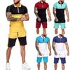Summer 2pcs Mens Tracksuit Sport Suit T Shirt Tops  Shorts Pants Set Outfit