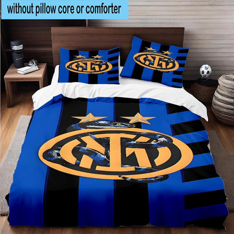 3 pezzi F.C. Set Biancheria da Letto Stampato Internazionale Milano Chiusura Copripiumino Include 1 Copripiumino & 2 Federe Set Biancheria da Letto Decorazioni per la Casa Regali