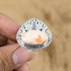 Natural Scolecite Gemstone Promise Cresent Moon Adjustable Ring 925 Silver