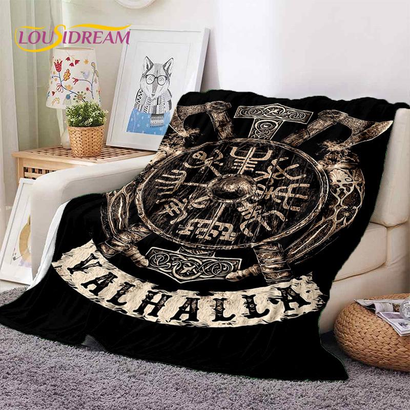 Nordic Viking Odin Valhalla Valknut Soft Blankets,Keep Warm Throw Blanket Comfortable Blanket for Picnic Beds Sofa Home Bedroom