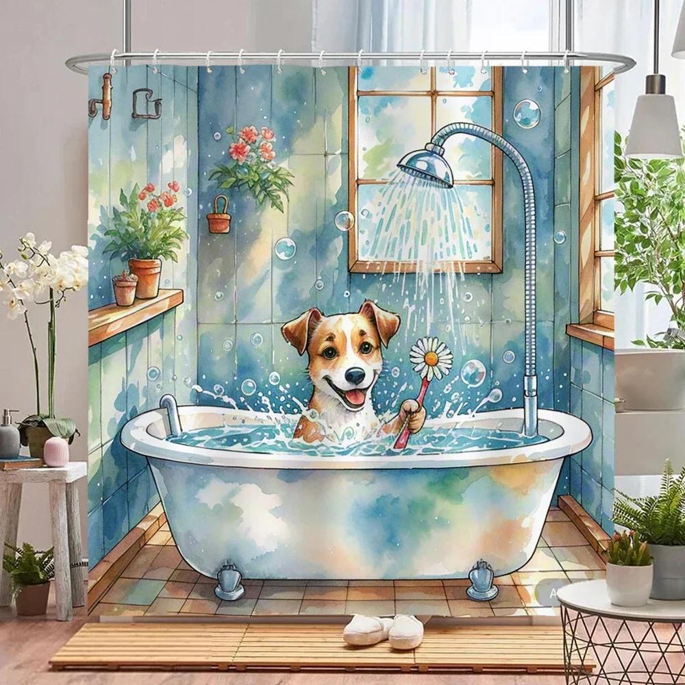 Amusing and creative animal shower curtain waterproof bathroom curtain funny bathing Lion, tiger and bear partition bath curtain