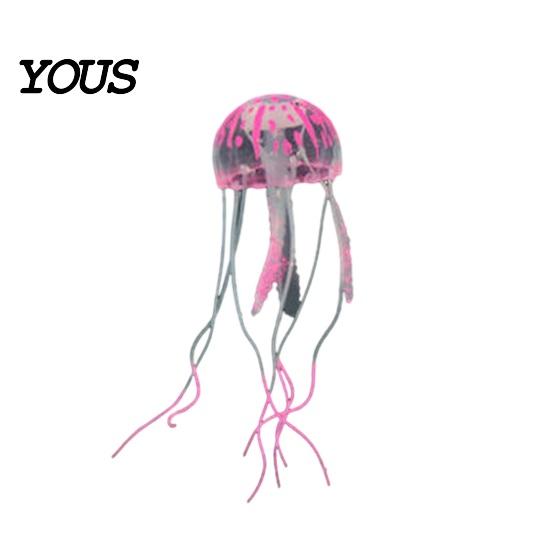 Decorative Jellyfish for Aquariums Aquarium Faux Jellyfish, Soft Silicone Fluorescent Realistic Floating Luminous Fish Tank Decor Saltwater Tanks