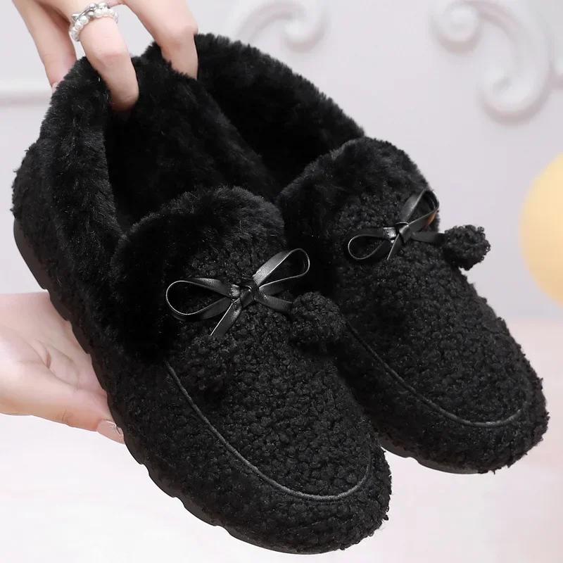 Fashion New Women's Flat Shoes Comfortable Slip on Fashion Female Casual Loafers Women Fur Shoe Lightweight Pea Shoes Comfort Sapatos
