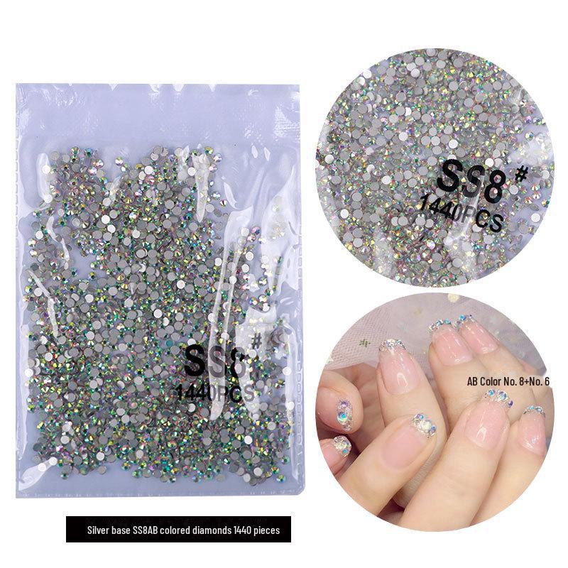 

Серебряно-белые чешские стразы AB Fantasy Color для дизайна ногтей с бриллиантами - Super Flash, с плоским дном, не опадают