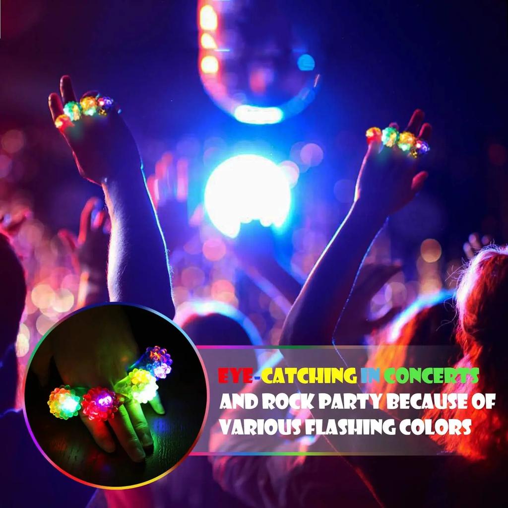 Luminescent Cartoon LED Fluorescent Ring Finger Light Flashing Led Bumpy Rubber Rings Jelly Bubble Toys Party Bar Accessories