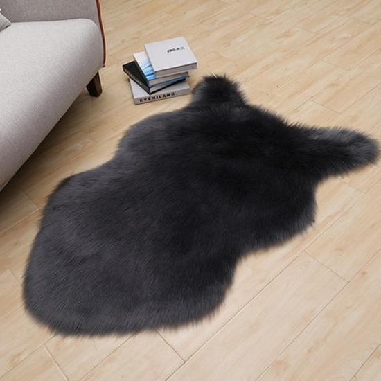 Tappeto e Cuscino in Lana Sintetica Peluche per Soggiorno