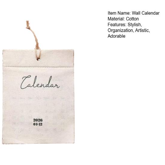 2026 Cloth Wall Calendar Wall Hanging Fabric Calendar Jan. 2026 - Dec. 2026 12