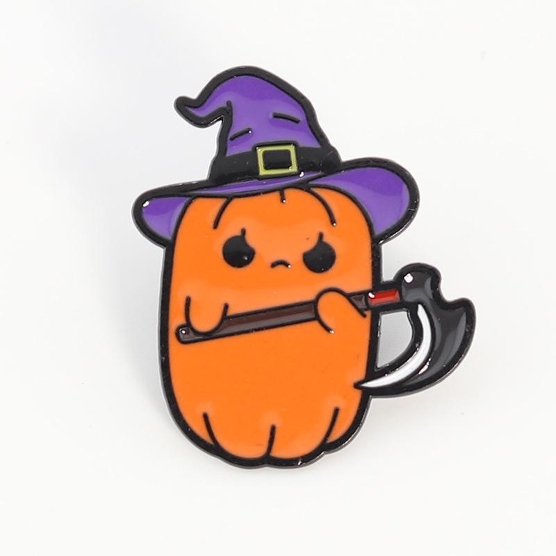 Grenzüberschreitende Halloween-Cartoon-Brosche: Lustiger Süßer Kürbis Geist Legierung Abzeichen & Tasche Zubehör