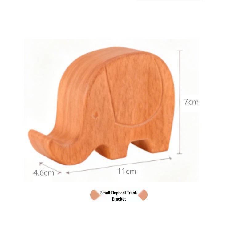 Solid Wood Elephant Phone Holder - Creative Desktop Accessory