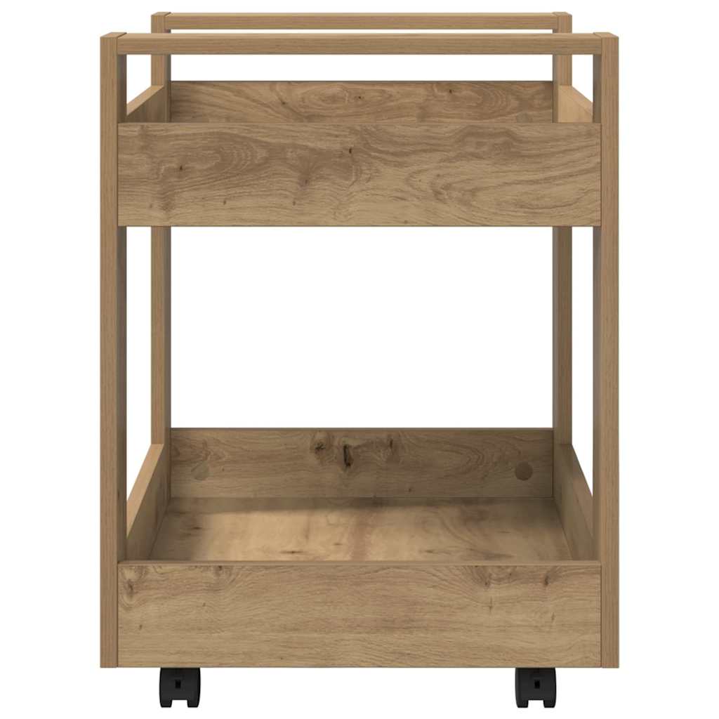 Artisan Oak Mobile Desk Cart 60 x 45 x 60 cm Engineered Wood