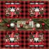 4/6pcs Christmas Plaid Gnome Truck Red Black Plaid Santa Claus Placemats Everyday Holiday Decor for Home Kitchen Restaurant
