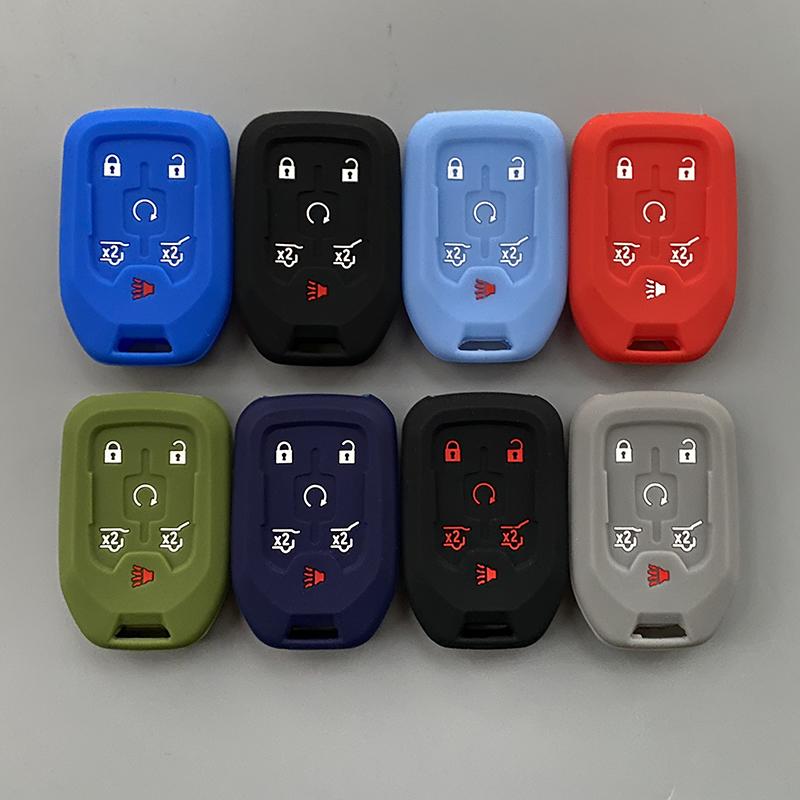 Silicone Car Key Cover Case For Chevrolet Camaro 2015 2016 GMC Yukon Suburban Tahoe Smart 6 Buttons Auto Accessories