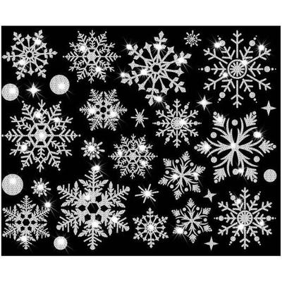 Autocollants muraux décoratifs en verre, autocollants électrostatiques de noël, jolis autocollants de fenêtre flocon de neige chics et charmants