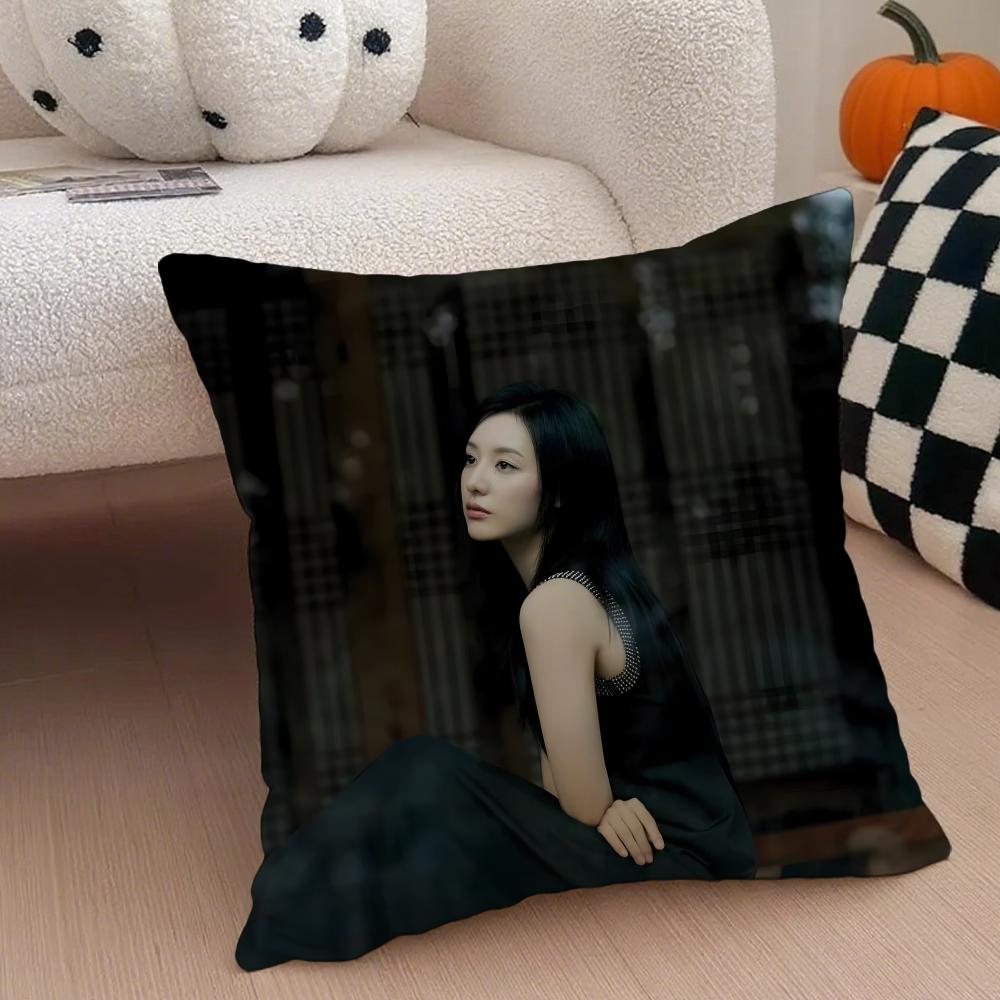 Korean KKim Ji Wons Beautiful Girl Cushion Cover Throw Pillow Cover Hidden Button Durable Polyester Chair Cushion