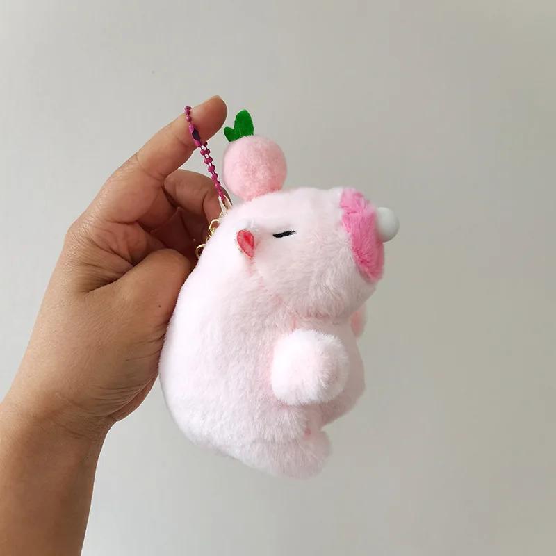 Cute Stuffed Animals Plush Capybara Keychain 12cm Cartoon Simulation Capybara Pendant Snot-Pulling Cute School Bag Pendant