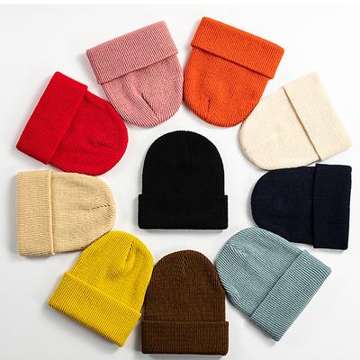 Men's And Women's  And Winter College  Windproof And Warm Solid Color Embroidered Knitted Hat