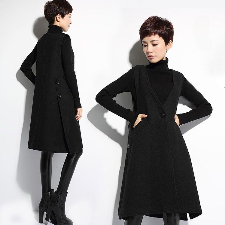 Irregular Woolen Vest Female Mid-length Loose Fit Jacket Autumn Winter