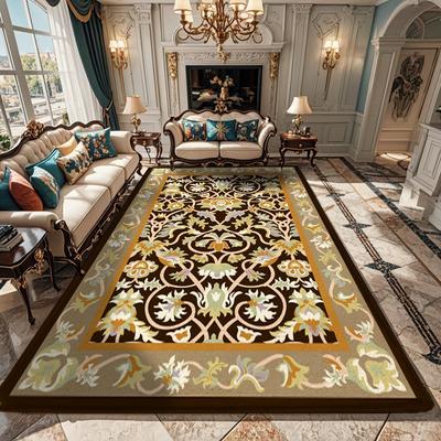Extra große, traditionelle Teppiche mit aufwendigem Blumenmuster in Rot-, Blau- und Goldtönen für eine elegante Wohnzimmergestaltung