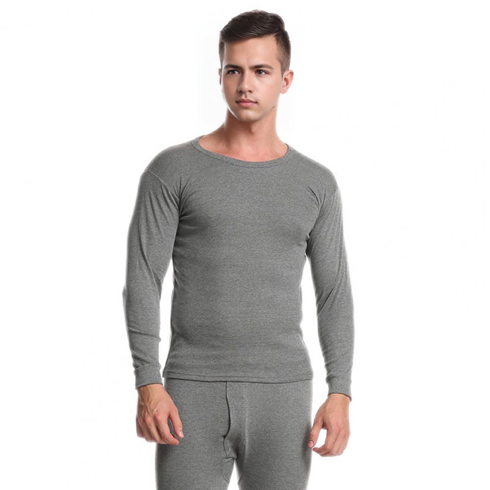 Round Neck Loungewear Mens O-neck Long Sleeve Pajama Collection with Elastic Waist Pants 2 Piece Single Color Homewear for Comfortable
