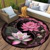 Yin Yang Lotus Round Rug, Non-Slip Washable Polyester Mat for Bedroom Living Room Office Nursery, Home Decor Carpet