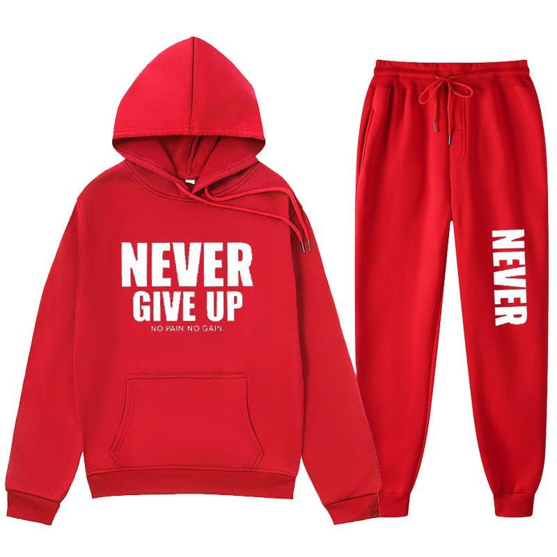 Herren Hoodie mit Buchstabenprint Set - Langarm Rundhals Oberteil Jogginghose Fleecegefüttert Lässiges Outfit Herbst