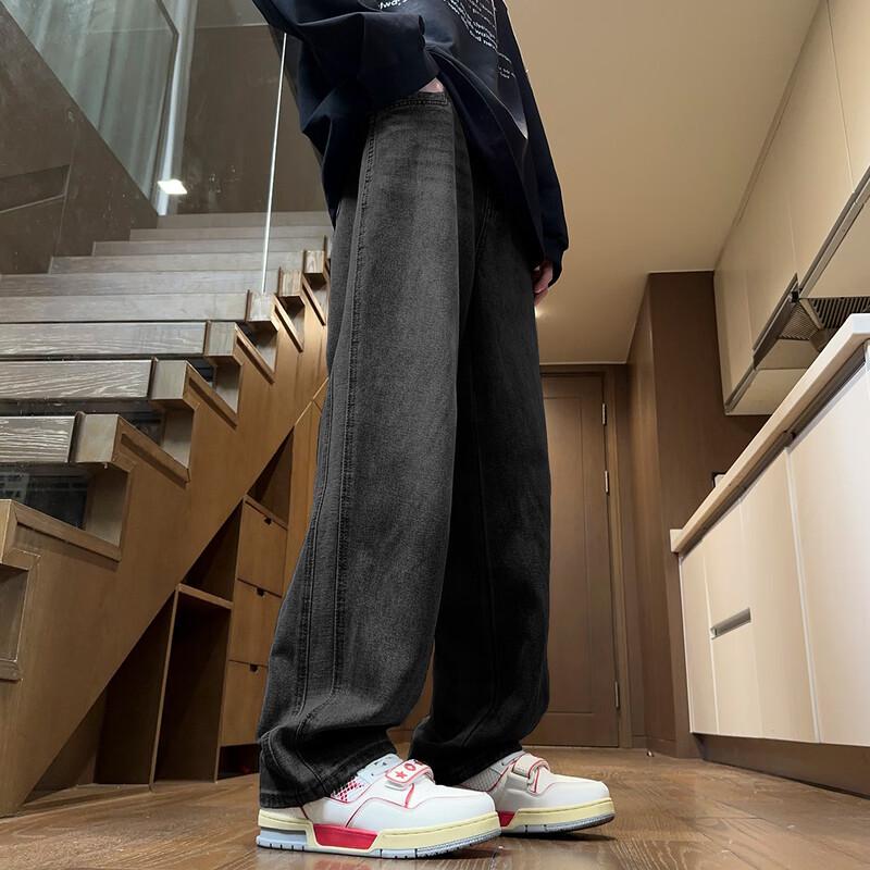 TonLion Men's Straight Leg Jeans with Side Patch