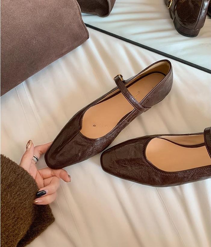 

Заметьте новый шведский помещичий~ ручная стирка складки с туфлями Мэри Джейн на плоской подошве женские туфли одинарные туфли сексуальный стиль 40 коричневый