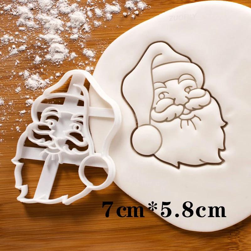 Christmas Cookie Embosser Mold Cartoon 3D Santa Claus Elk Chimney Fireplace Fondant Stamp Cake Decorating Tools Baking Supplies