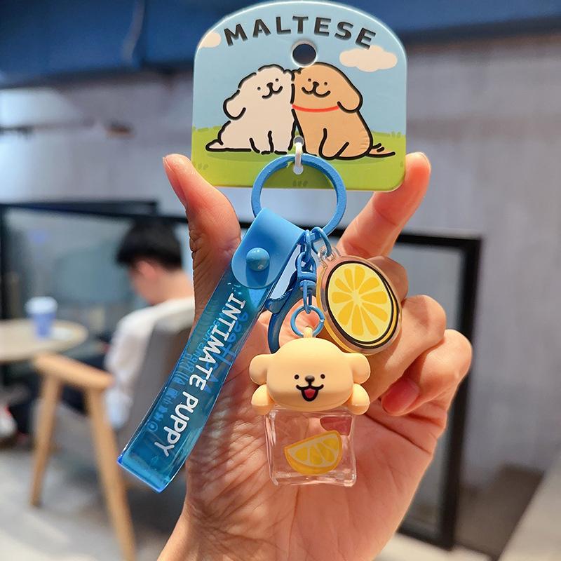 

Брелок для ключей в виде щенка мальтийской болонки в виде кубика льда, симпатичное украшение для автомобильного брелока жёлтый