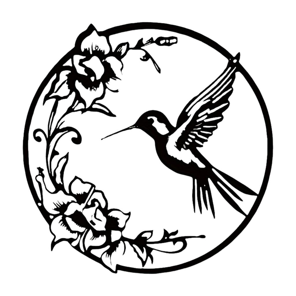 1pc Black Flower Bird Round Metal Wall Decor For Bedroom Living Room Garden Entrance Ornament Accessories 30*30cm