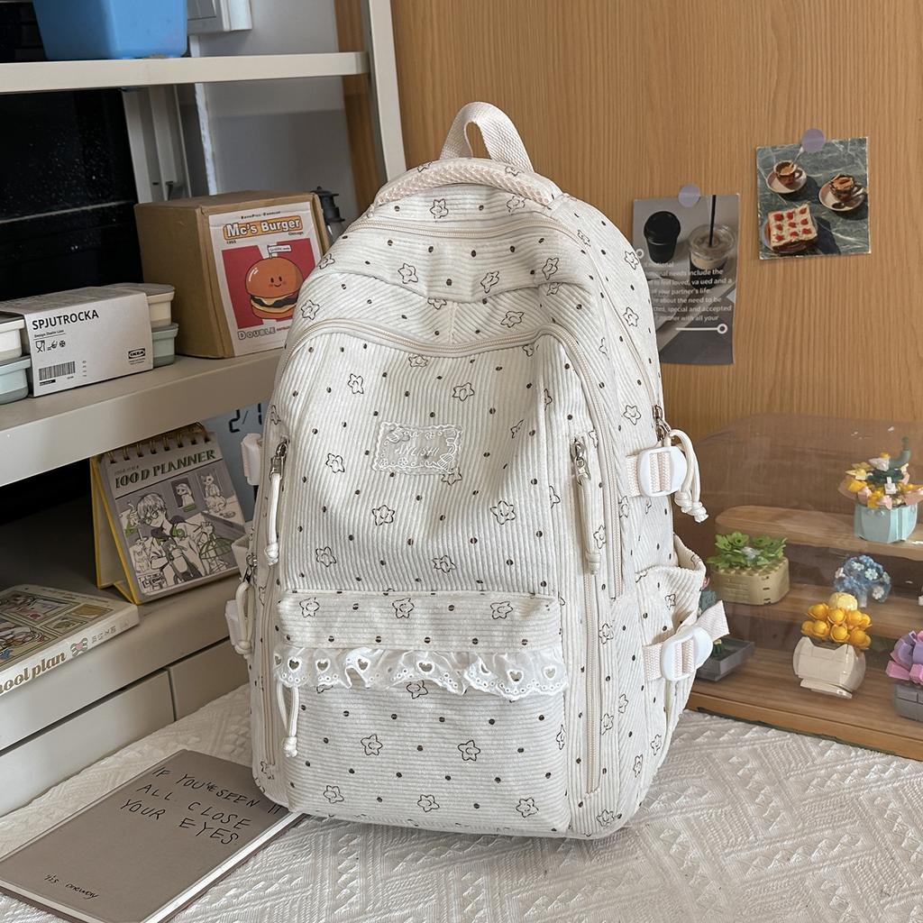 Schoolbag Korean high school student schoolbag female ins casual and light class backpack versatile corduroy large capacity backpack