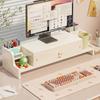 Desktop Monitor Stand with Drawer and Storage Shelf