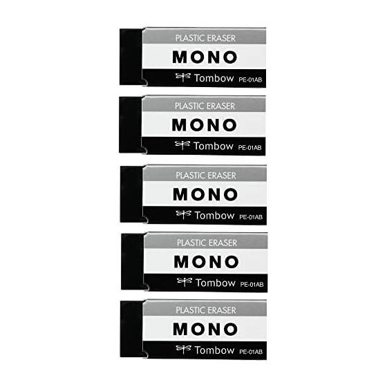 Ластик Tombow MONO Черный 5 шт PE01 (43 х 17 мм) JCC-561