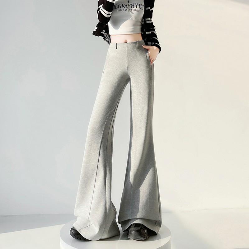 

Coffee-Tone Low-Waist Micro-Flare Wide-Leg Spring 2026 Slimming Loose Petite Sweatpants - High-End Long Pants S