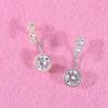 Women 4 Cubic Zirconia Inlaid Barbell Navel Belly Button Ring Piercing Jewelry