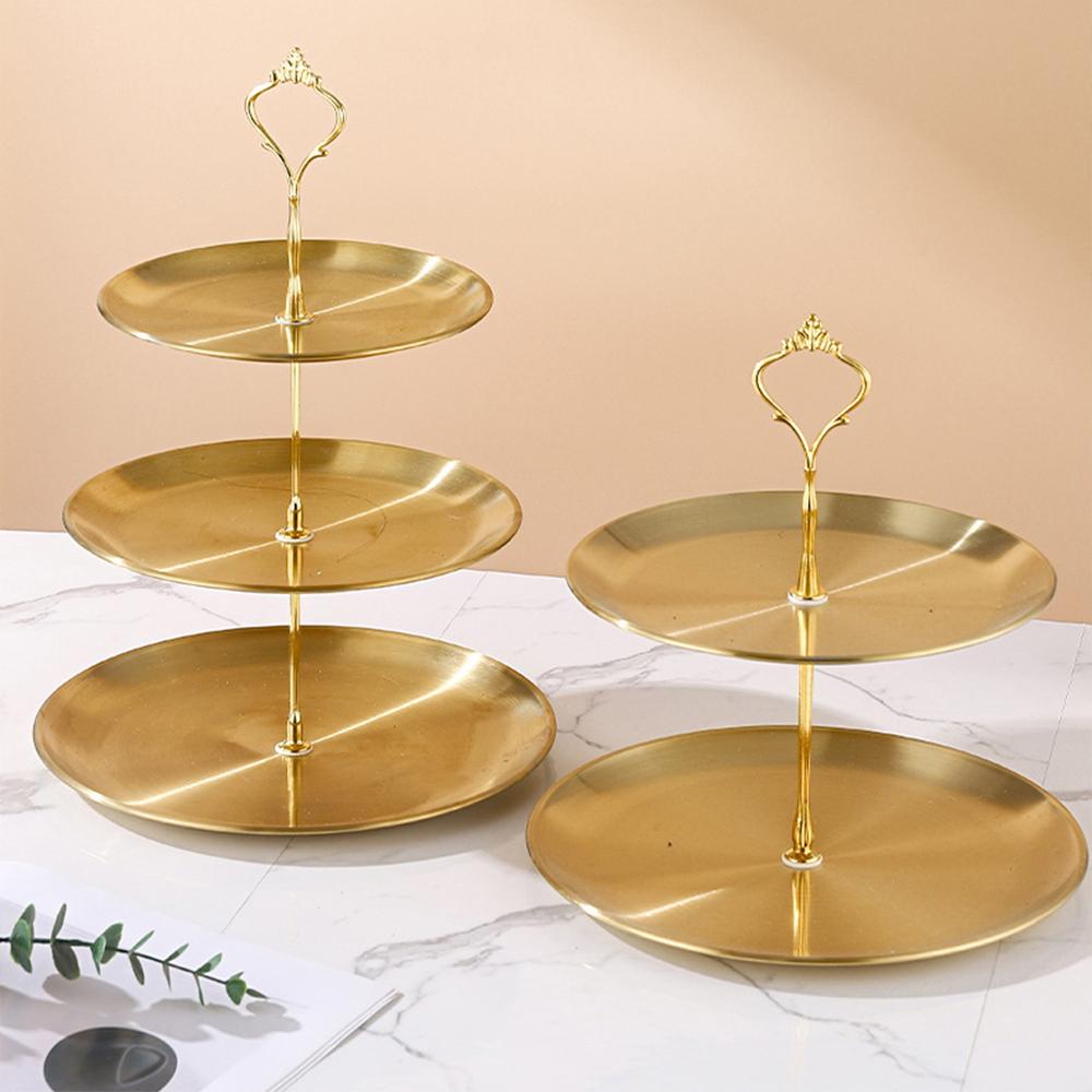 2/3 Layer Fruit Plate Home Living Room Stainless steel Snack Dish Creative Dried Fruit Basket Candy Dish Cake Stand Salad Bowl