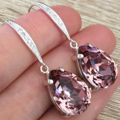 Huajie Charming Women's Water Droplet Shaped Bright Diamond Zircon Earrings Shining Party New Female Earring  Tide