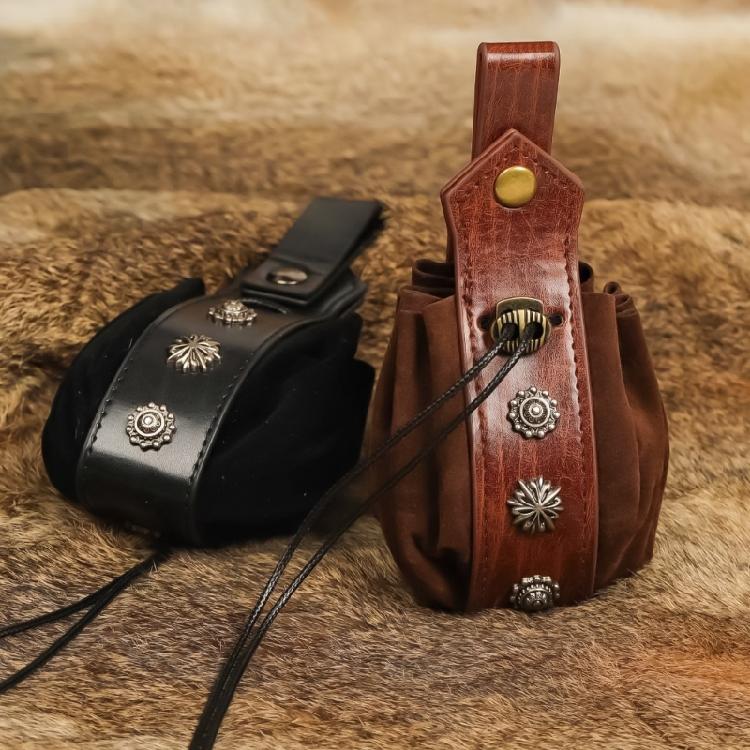Medieval PU Leather Pouch Portable Drawstring Storage Bag Waist Pack Coin Purse Cosplay Vintage Belt Pouches Dices Bag