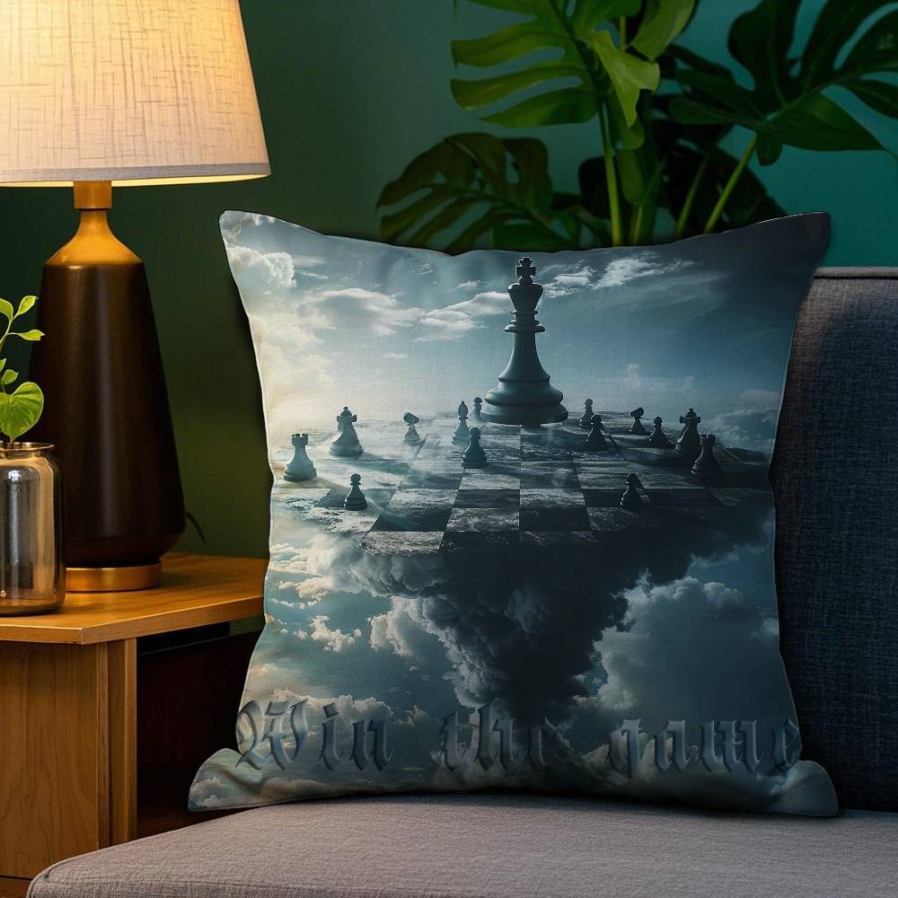 Classic Chess Pillow Case Plush Fabric Soft Double Sided Print Sofa Cushion Cover Throw Pillow Covers