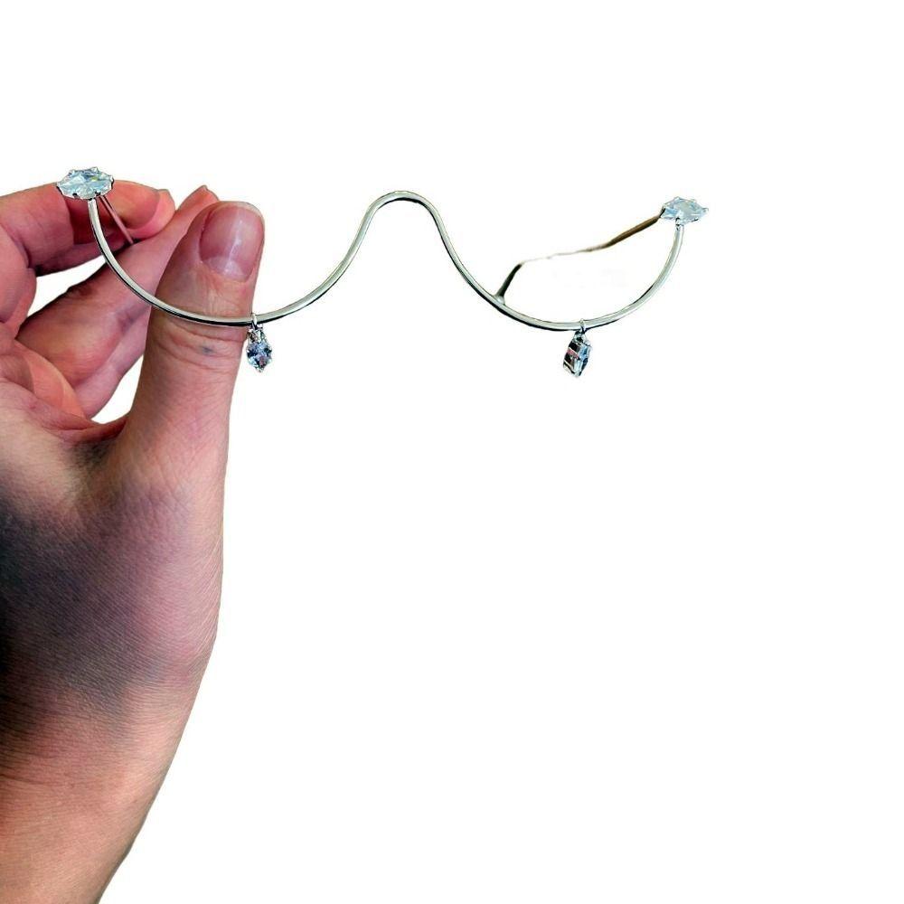 Chain Rhinestone Luxury Eyeglasses Frames Water Drop Zircon Half Frame Glasses Eyewear Decoration