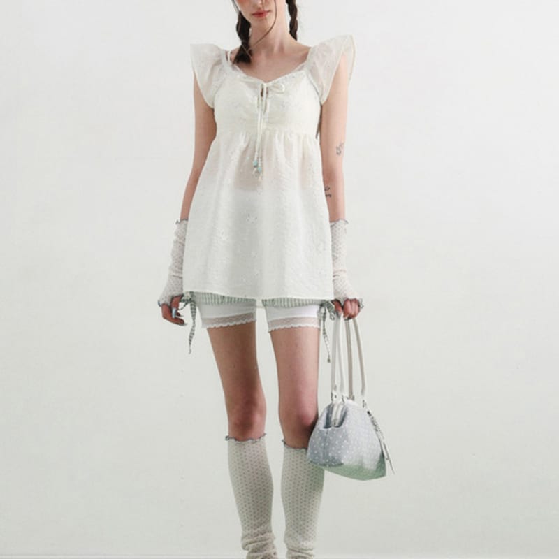 BadBlue Sheer Dot Leg Warmer Beige