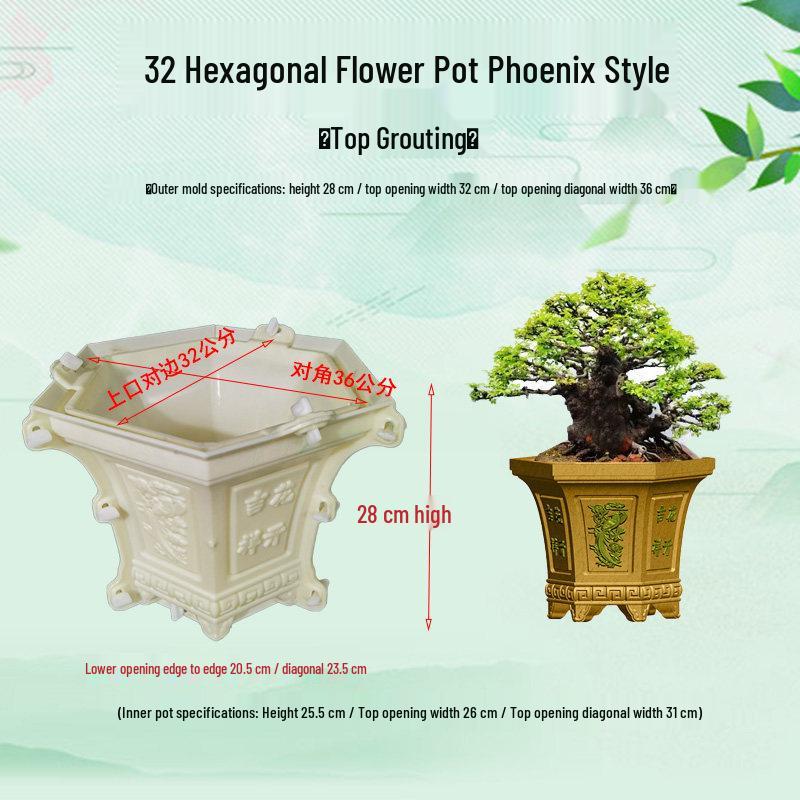 High-Leg Cement Flower Pot Mold - Six-Sided, Thick Plastic for Balcony Bonsai