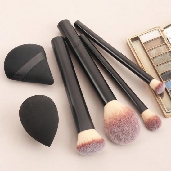 4 Stück/Set Damen Make-up Pinsel Set mit Puderschwamm Loses Puder Rouge Foundation Pinsel Synthetische Borsten Kosmetikpinsel Make-up Schwamm Set