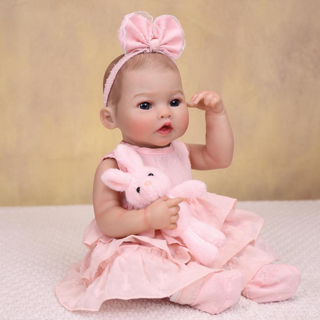 18 Inch Lifelike Reborn Bady Doll Full Silicone Vinyl with Visible Veins Newborn Dolls Early Educational Toys Toddler Birthday Gifts